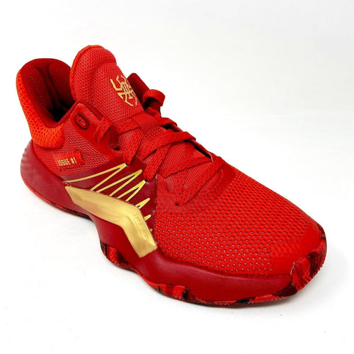 Adidas D.O.N. Issue #1 Junior Red Gold Kids Basketball Sneakers EF2935