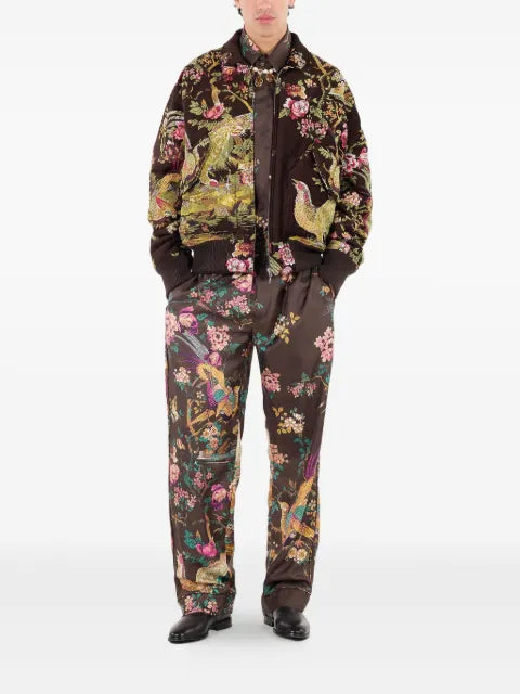 Roberto Cavalli bird-floral bomber jacket