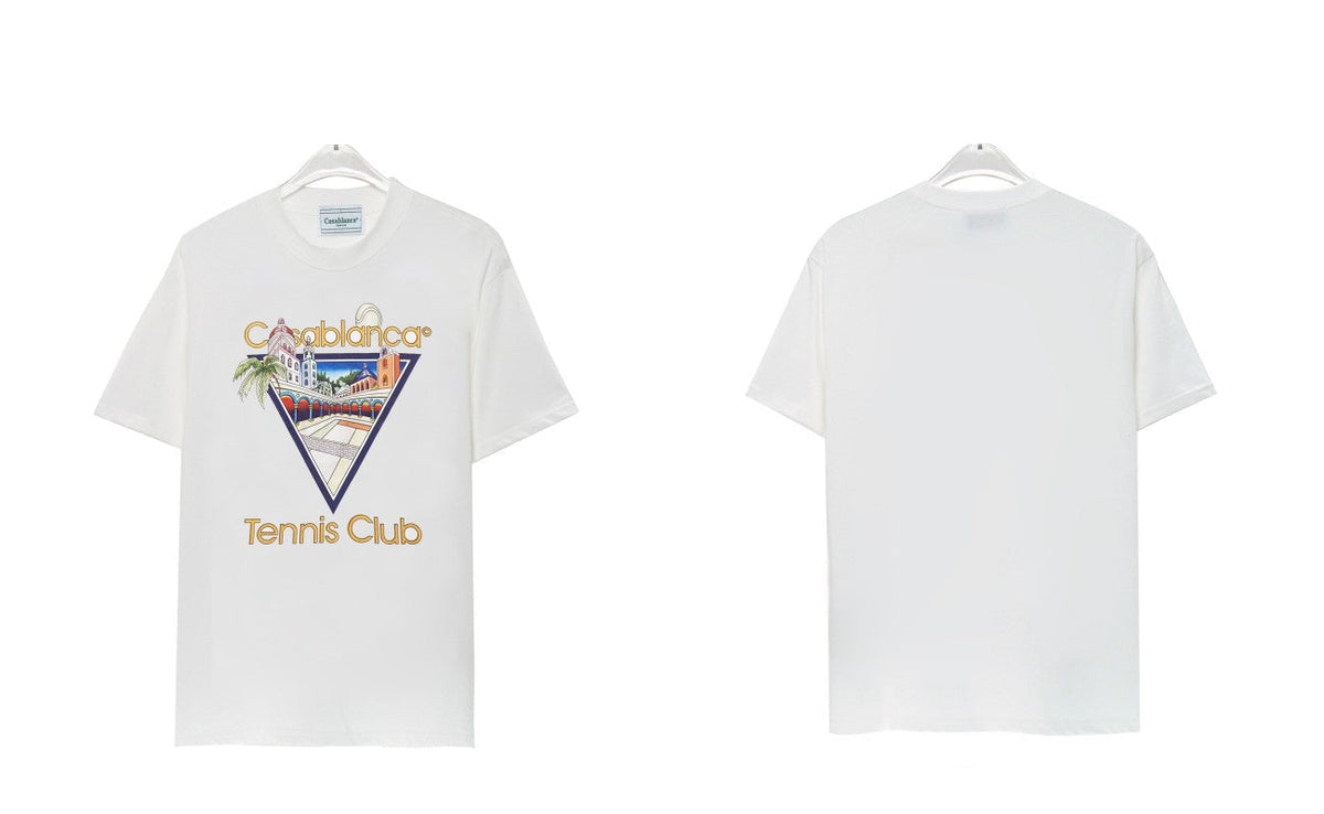 Casablanca Tennis Graphic T-Shirt Loose Oversized Short Sleeve Tee