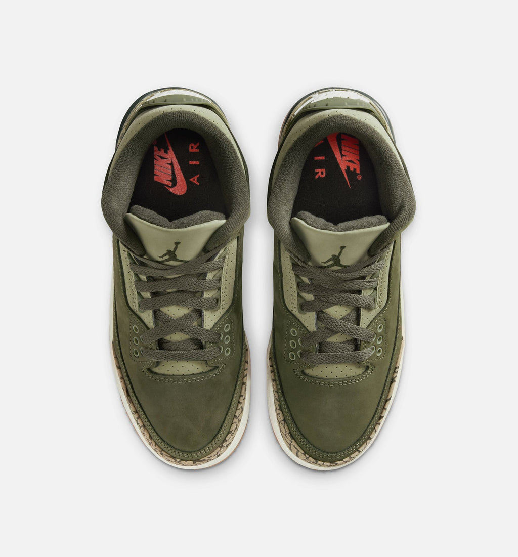 Air Jordan 3 Retro Medium Olive Grade School Sneakers - Medium Olive / Sequoia / Neutral Olive / Sail