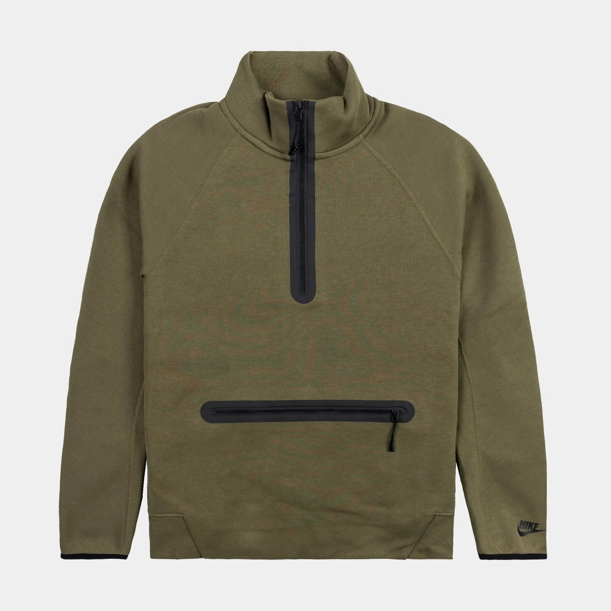Men's Nike Sportswear Olive/Black Tech Fleece Half Zip Sweatshirt (FB7998 222)