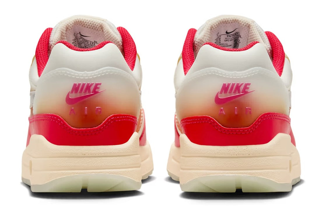 Women's Nike Air Max 1 '87 PRM Sail/Metallic Slvr-Siren Red (FN7683 133)