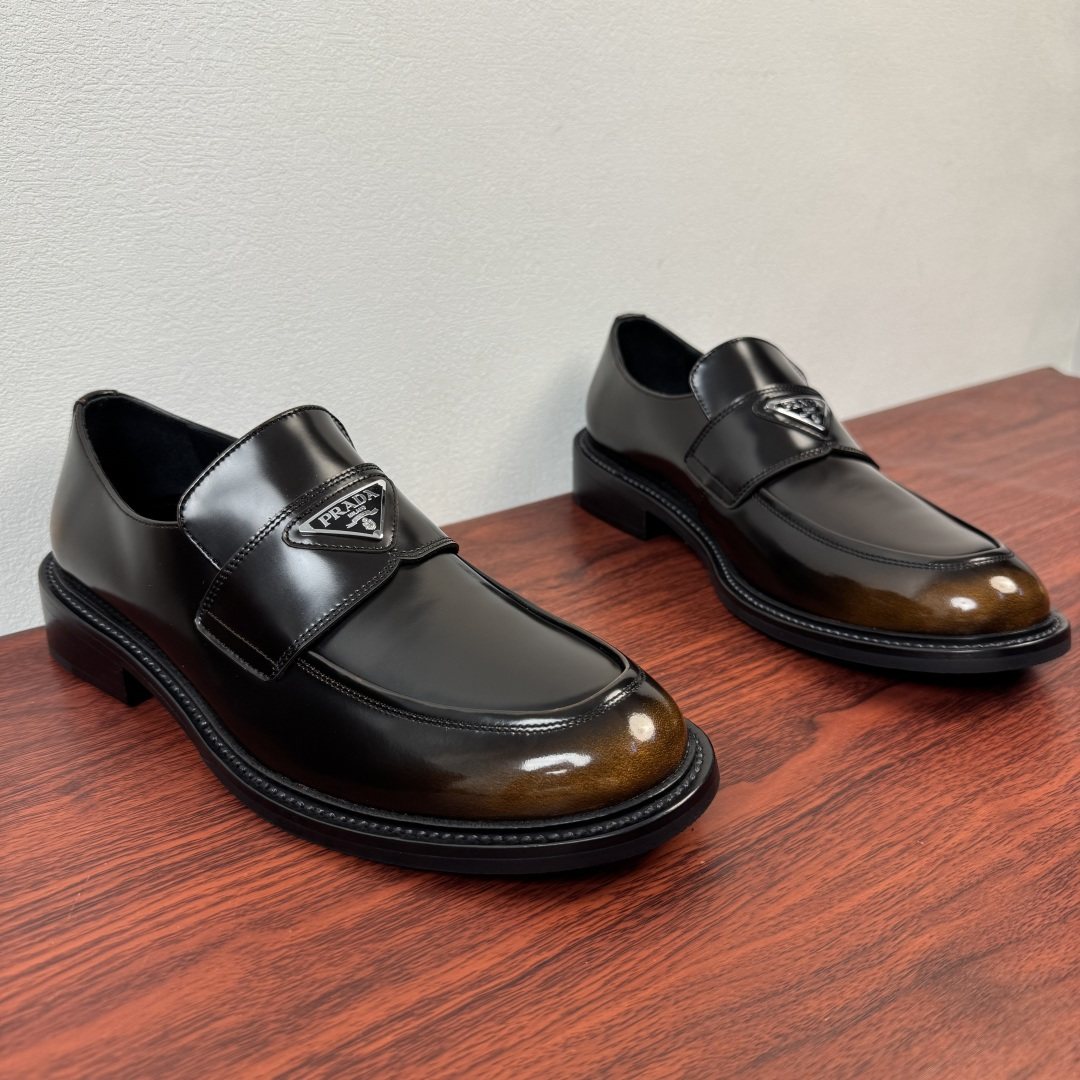 Prada Men's Red-Toe Leather Loafers