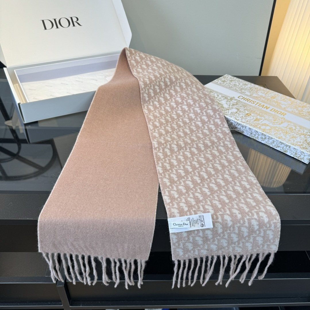 Dior Two-Tone Monogram Fringed Scarf